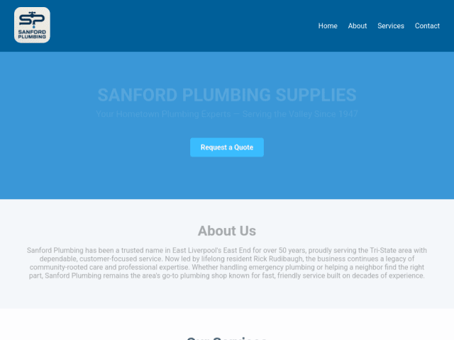 Homepage preview of Sanford Plumbing Supplies website